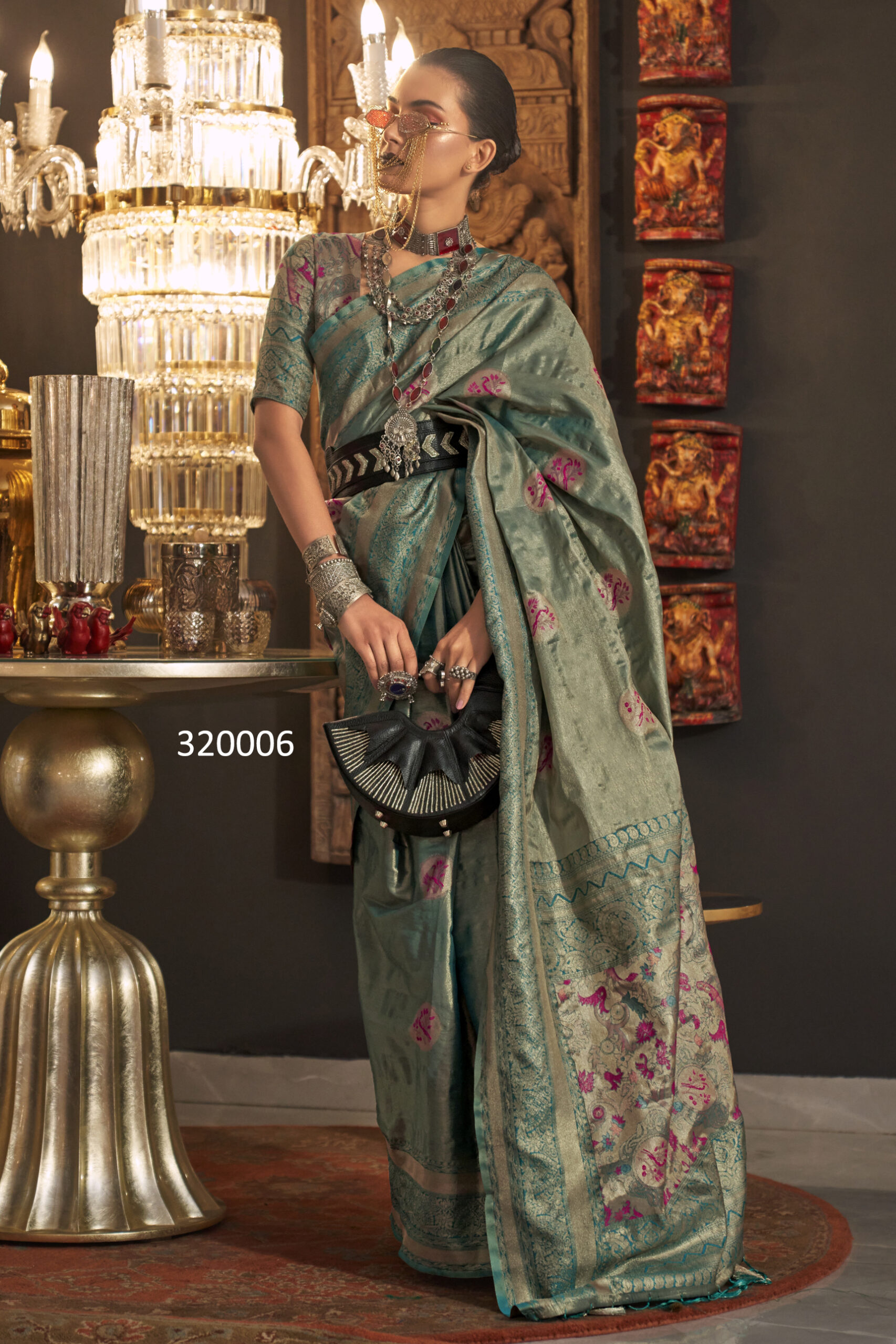 Designer Zari Based Handloom Weaving Organza Unstitched Saree With Blouse