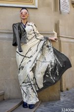 Ethnicrang Women's Soft Satin Crepe Multi Colour Saree With Blouse