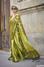 Ethnicrang Women's Soft Satin Crepe Multi Colour Saree With Blouse