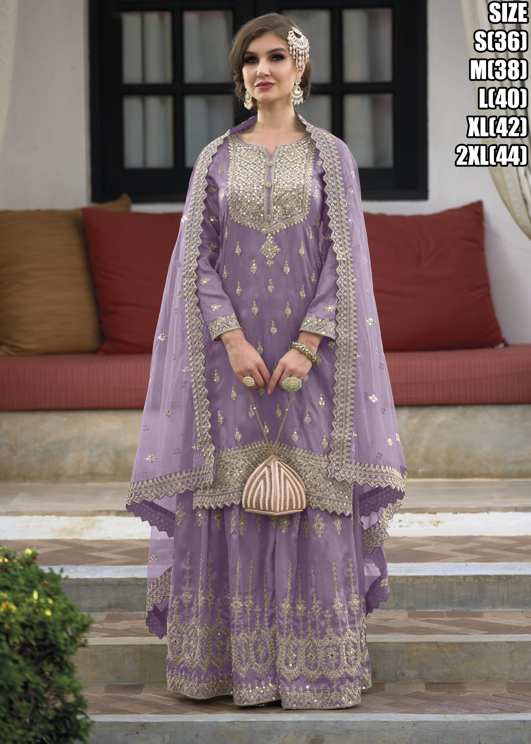 Party Wear Silk Readymade Embroidery Sharara Pair Collection