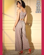 Unleash Your Style With Our Exquisite Platinum Crepe Printed Designer Cord Set Top & Bottom - Full Stitched For Effortless Elegance