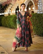 Women's Ready To Wear Soft Muslin Digital Print Gown WIth Dupatta