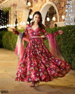 Women's Ready To Wear Soft Muslin Digital Print Gown WIth Dupatta
