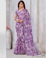 Unleash Elegance With Our Un-stitched Georgette Saree. Adorned In Zari Embroidery, It's A Canvas Of Timeless Art. Complete With A Matching Blouse, Tailor Your Style Effortlessly .