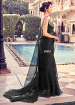 Ravishing Sequins Orangza Party Wear Ruffle Saree With Blouse