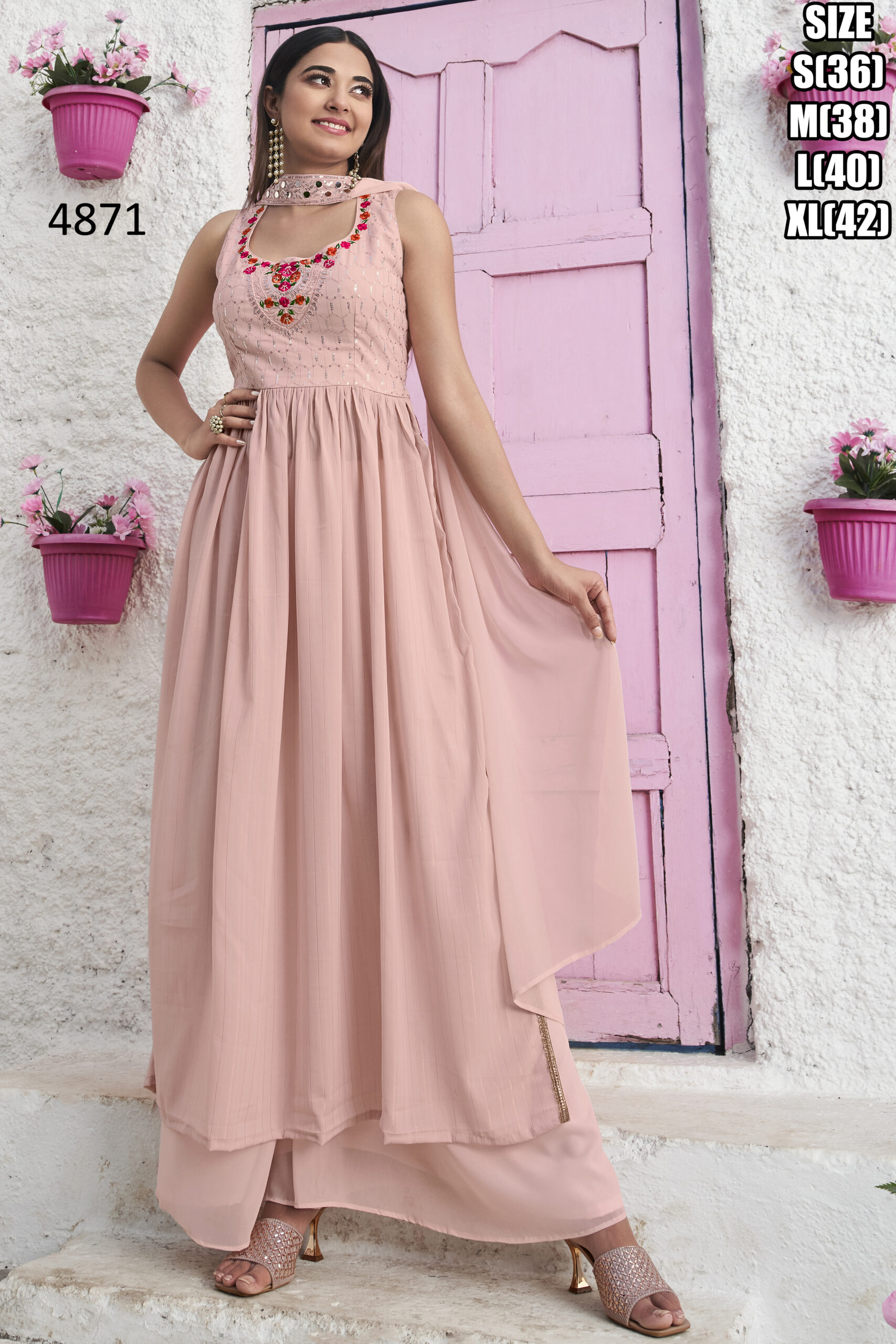 Stitched Georgette Ensemble With Exquisite Thread And Sequence Embroidery Work - Elevate Your Style With This Stunning Set