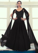 Designer Georgette Embroidery Stitched Gown With Dupatta