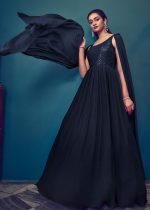 Designer Georgette Embroidery Stitched Gown With Dupatta