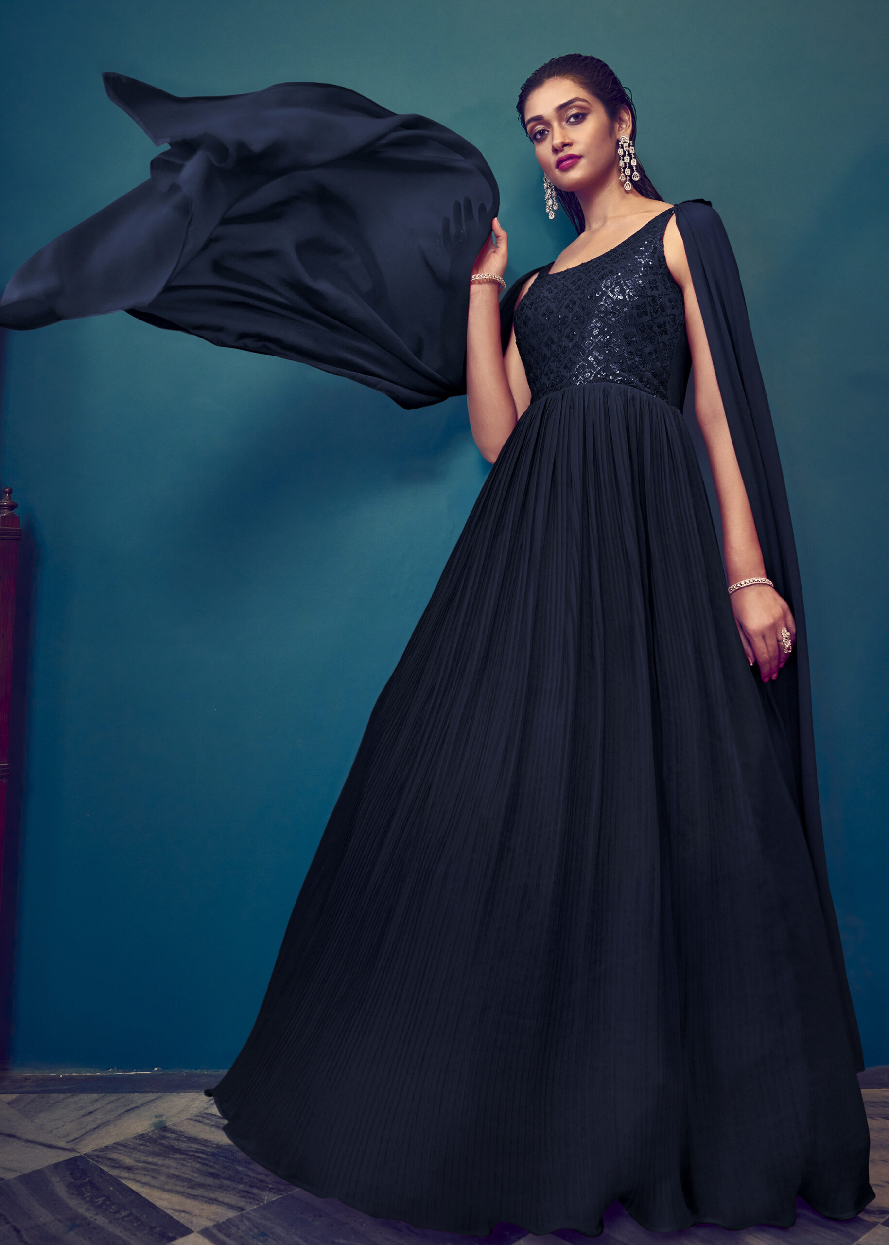 Designer Georgette Embroidery Stitched Gown With Dupatta