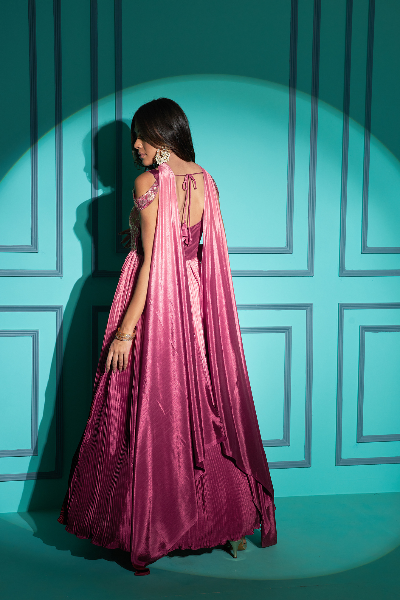 Grand Party Wear Stitched Chinon Stylish Gown With Dupatta