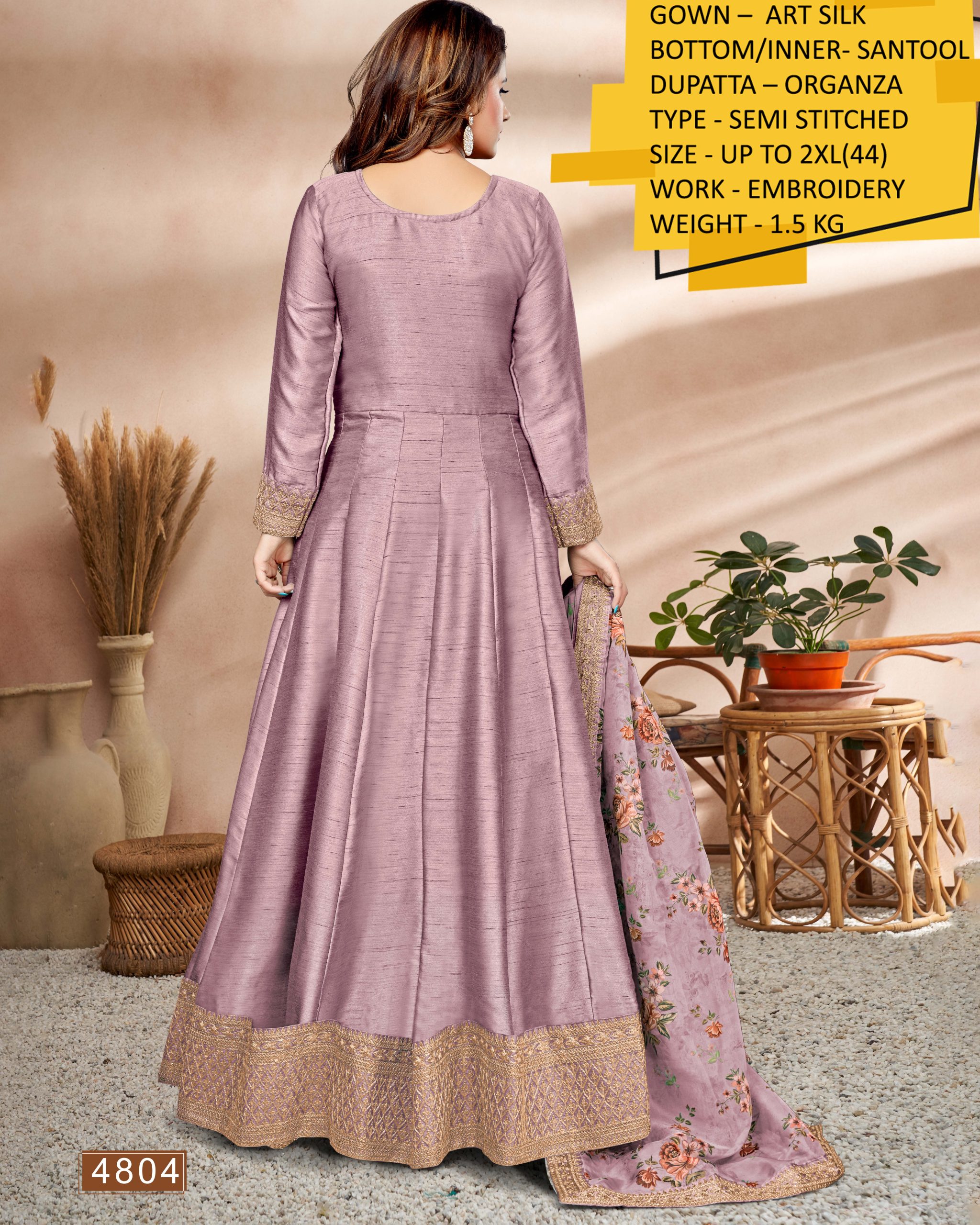 Partywear Semi Stitched Art Silk Long Gown Collection