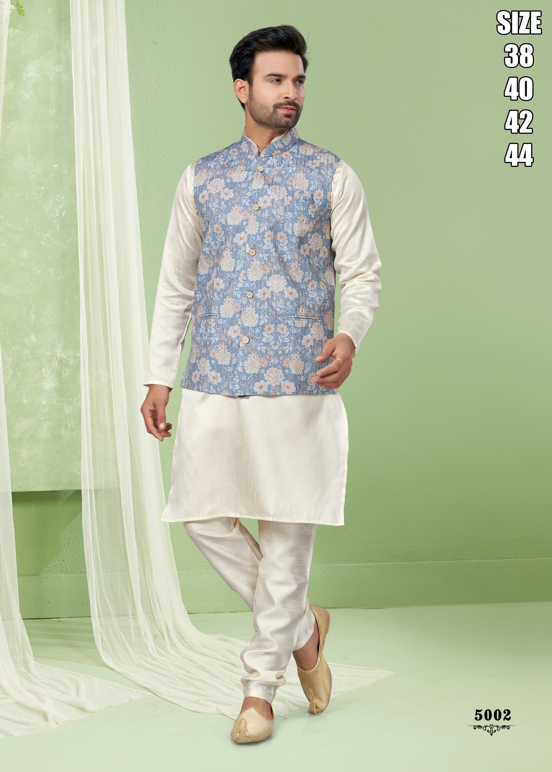 Men's Art Silk Embroidered Kurta Payjama With Jacket