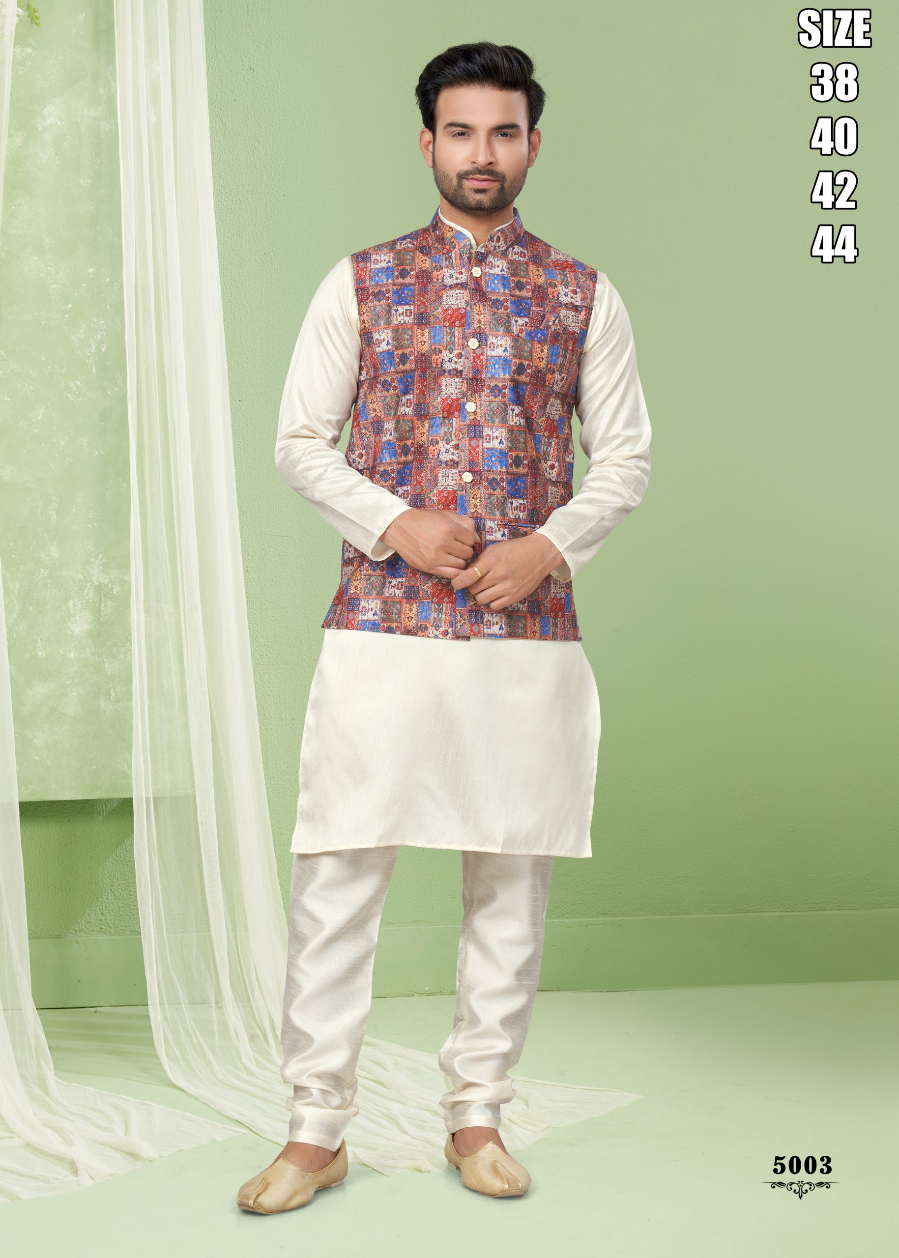 Men's Art Silk Embroidered Kurta Payjama With Jacket