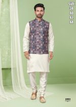 Men's Art Silk Embroidered Kurta Payjama With Jacket