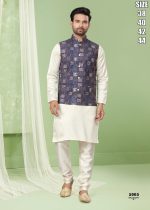 Men's Art Silk Embroidered Kurta Payjama With Jacket