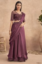 Fancy Partywear Embroidery Work Ready To Wear Saree With Unstitched Blouse