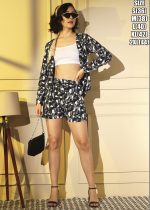 Platinum Crepe Printed Designer Cord Set - Top, Shrug & Bottom