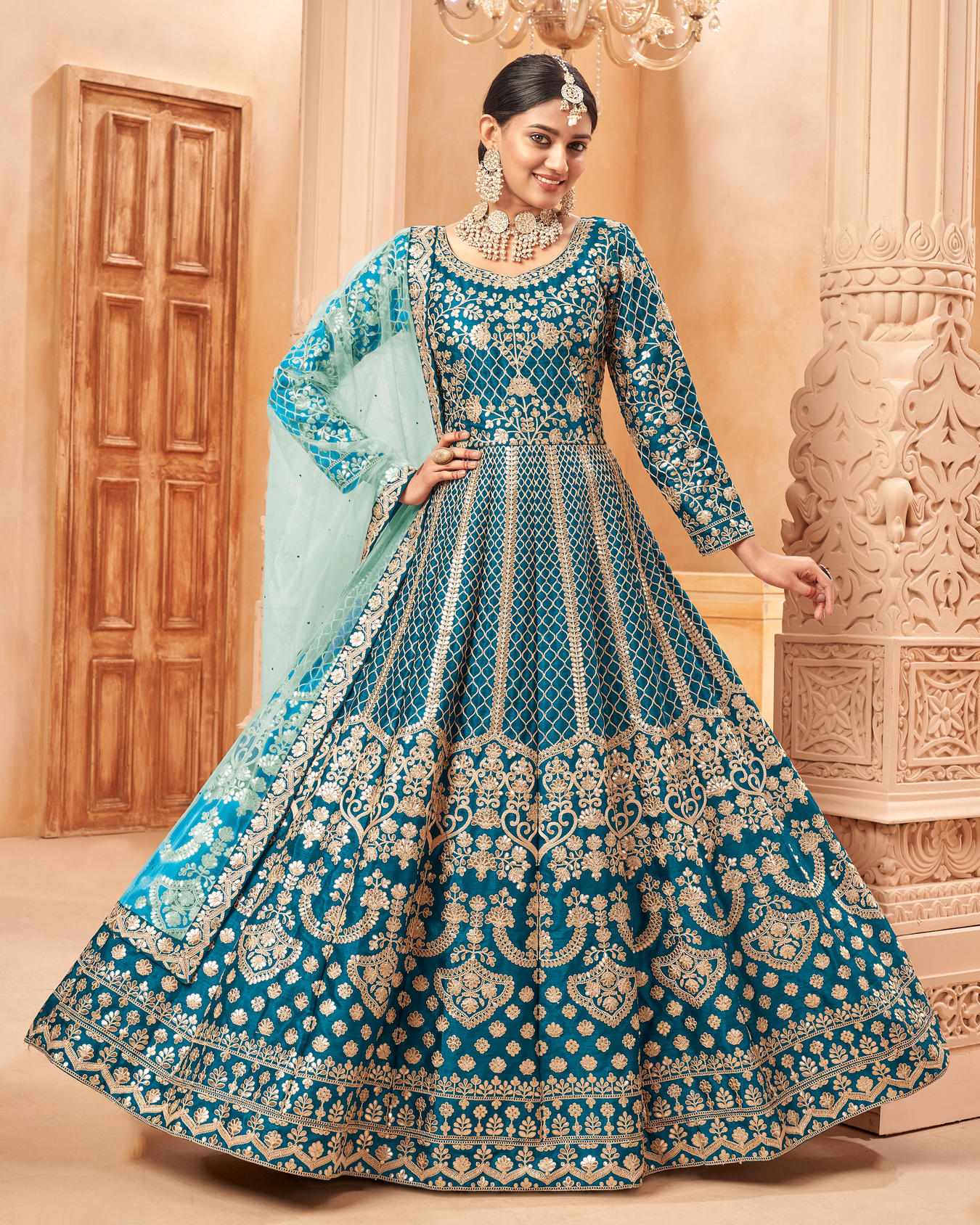 Traditional Party Wear Art Silk Elegant Gowns For Wedding