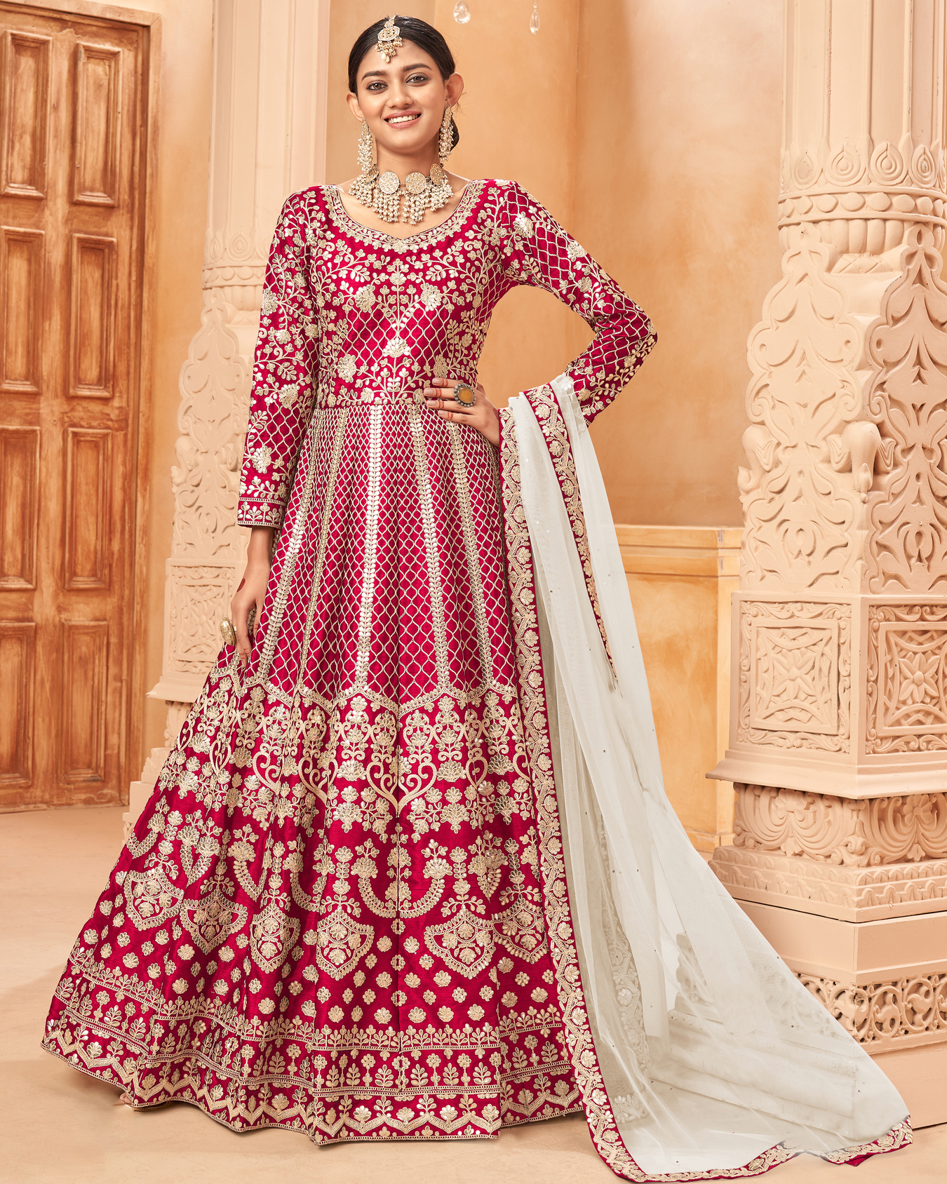 Traditional Party Wear Art Silk Elegant Gowns For Wedding