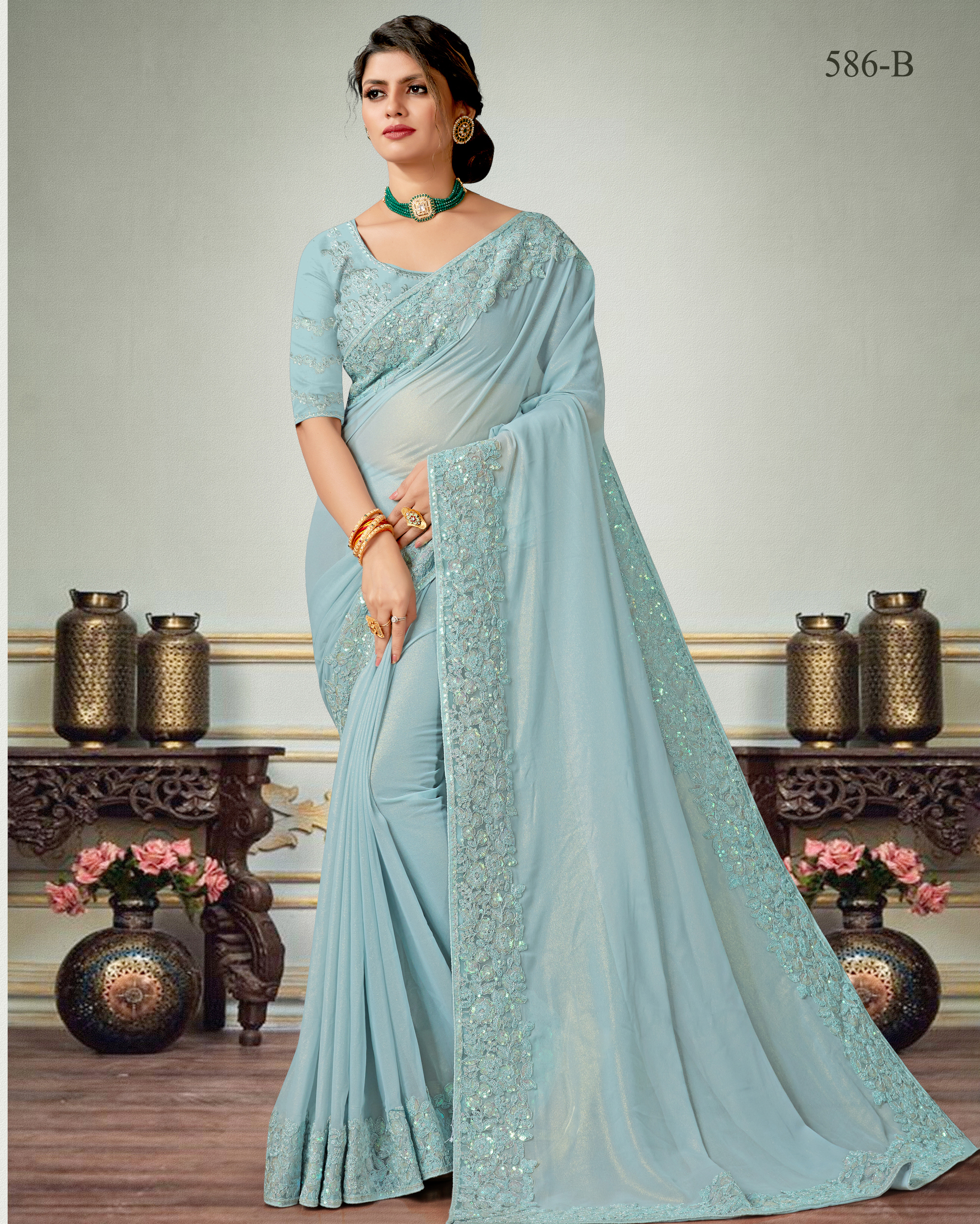 Unleash Your Inner Diva Bemberg Georgette Shimmer Cotting Unstitched Saree With Blouse