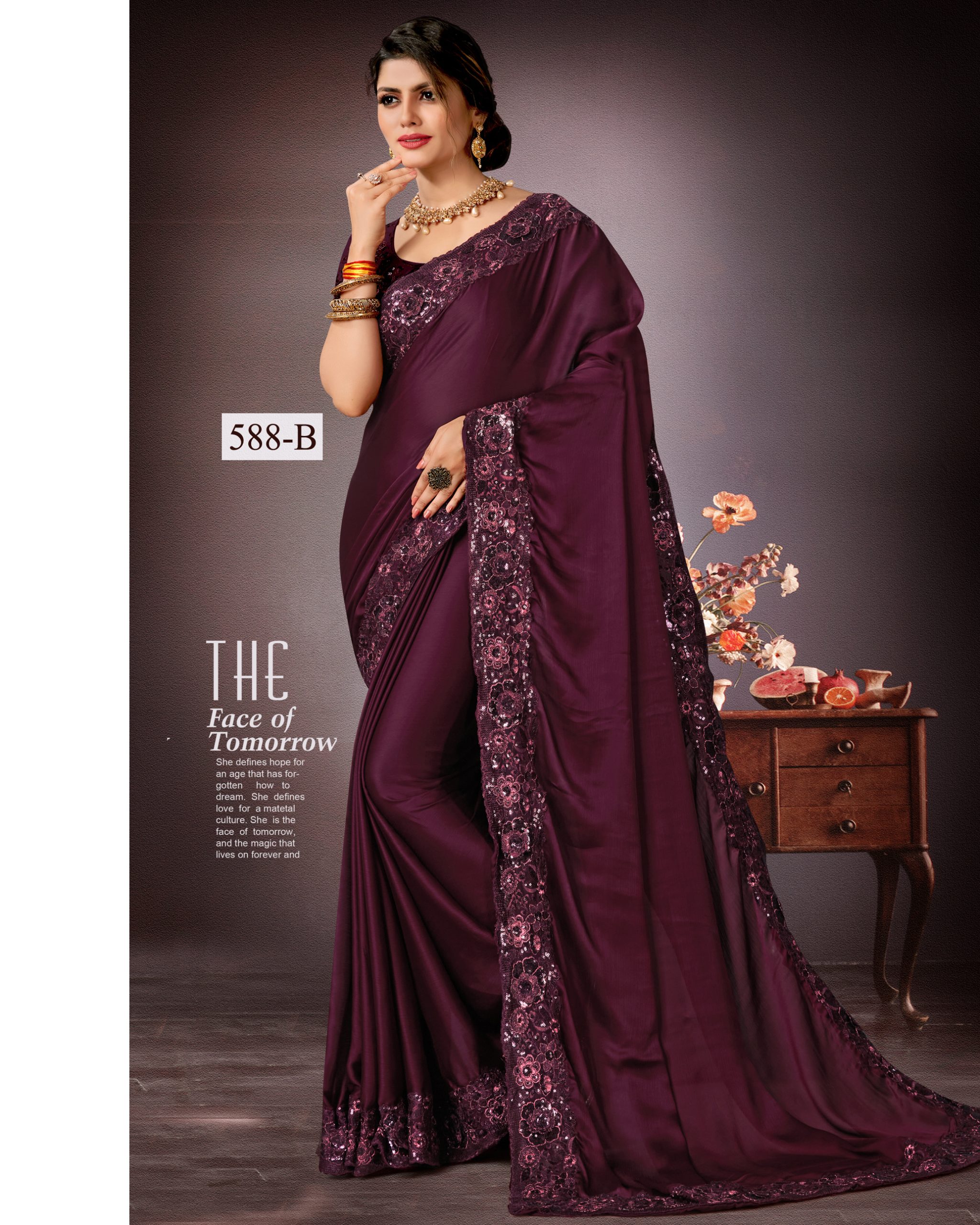 Captivating Silk Satin Chiffon Sarees Embrace Timeless Elegance With Embroidered Silk Banglori Blouses