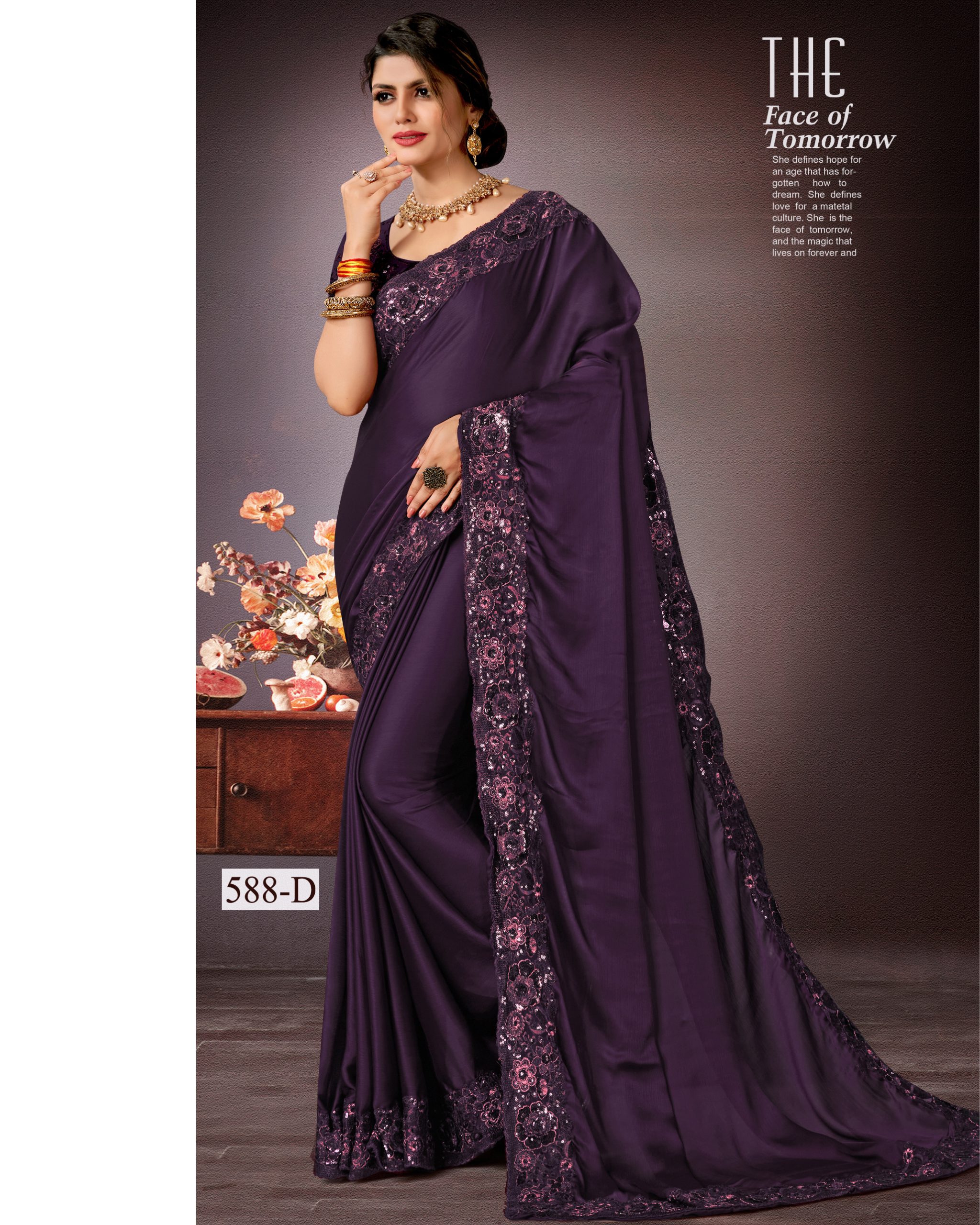 Captivating Silk Satin Chiffon Sarees Embrace Timeless Elegance With Embroidered Silk Banglori Blouses