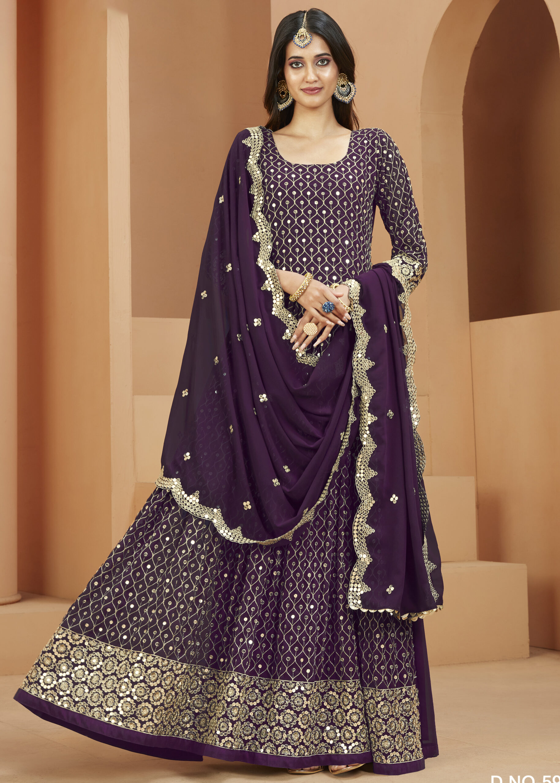 Faux Georgette Embroidered Long Length Trendy Salwar Suit