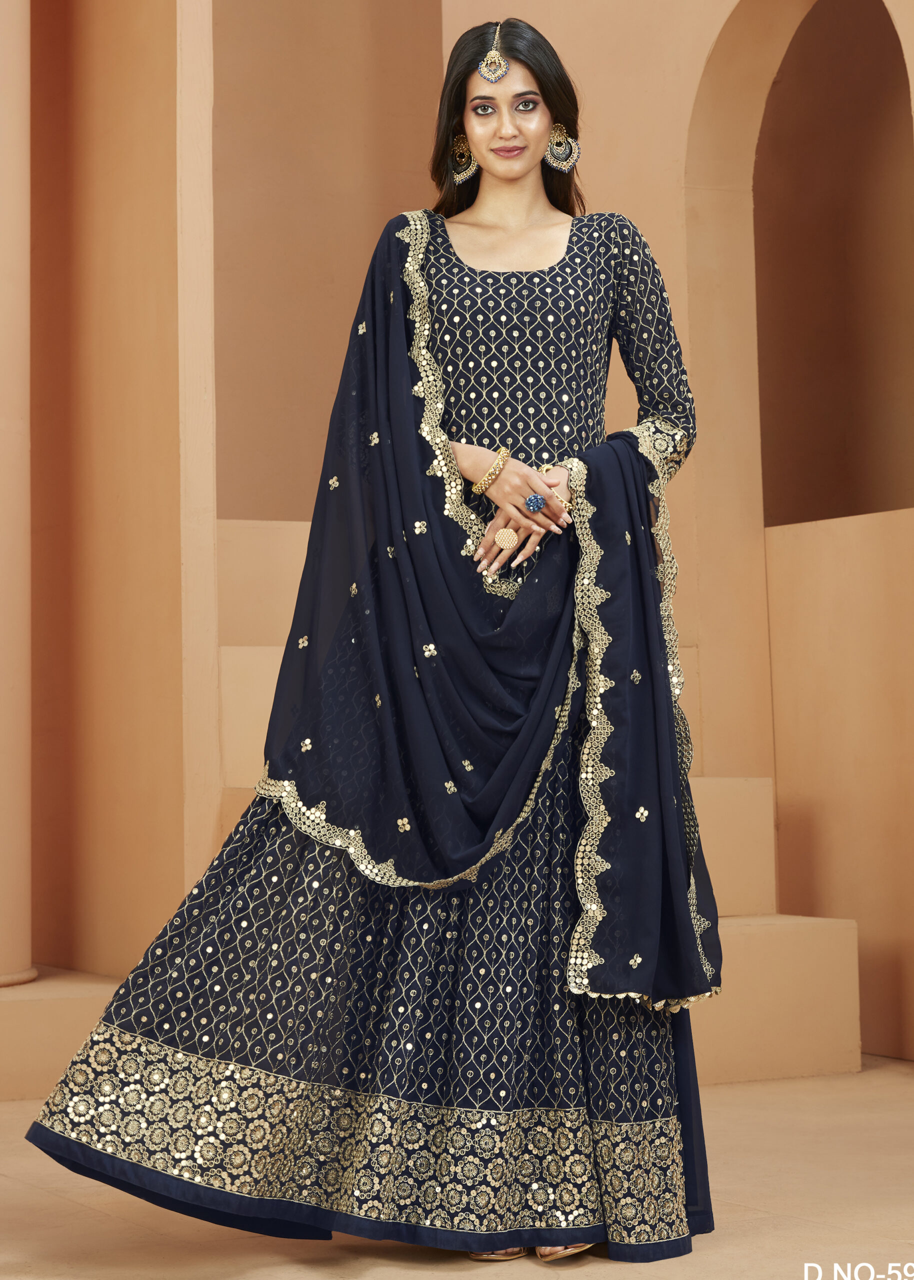Faux Georgette Embroidered Long Length Trendy Salwar Suit