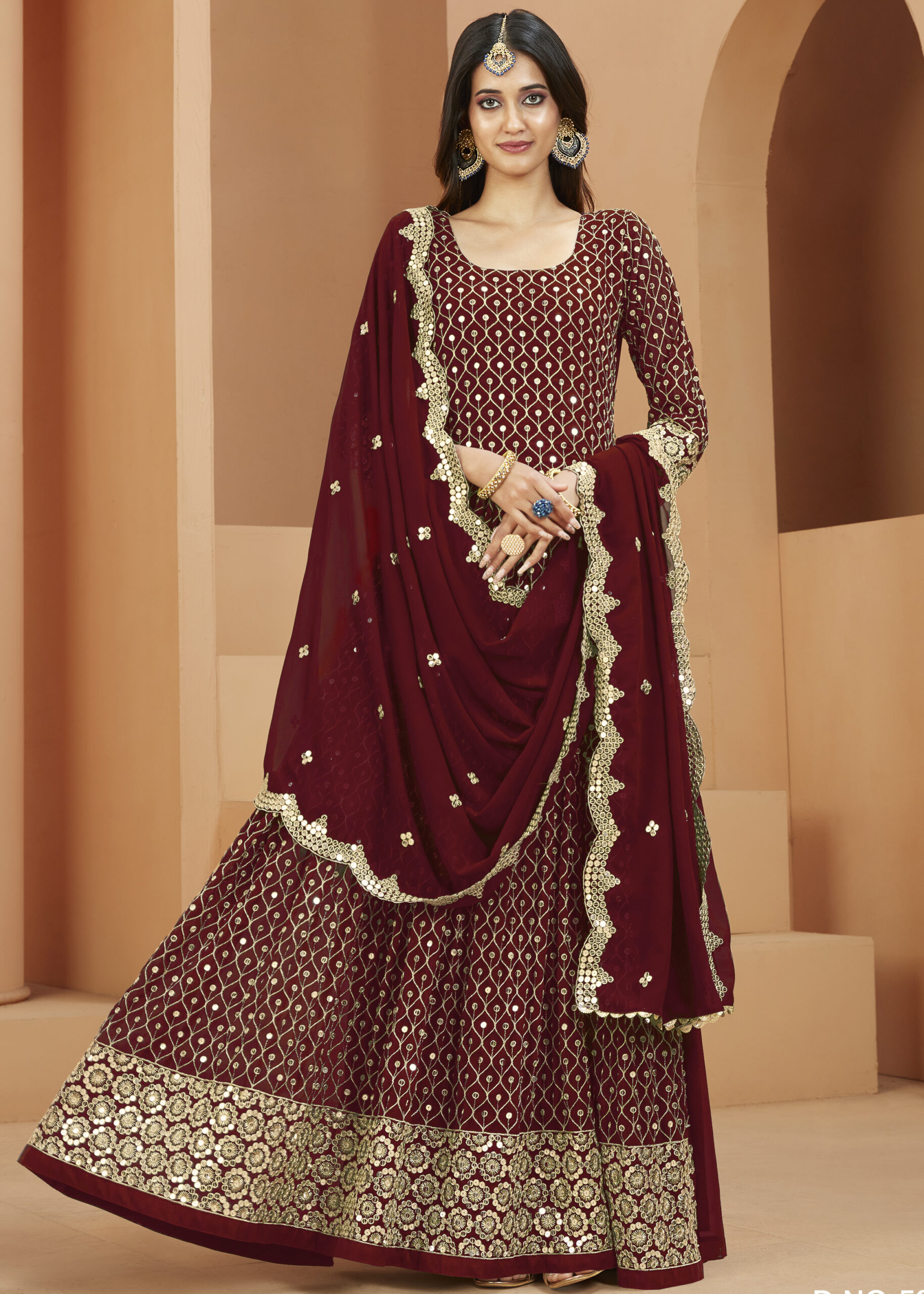 Faux Georgette Embroidered Long Length Trendy Salwar Suit