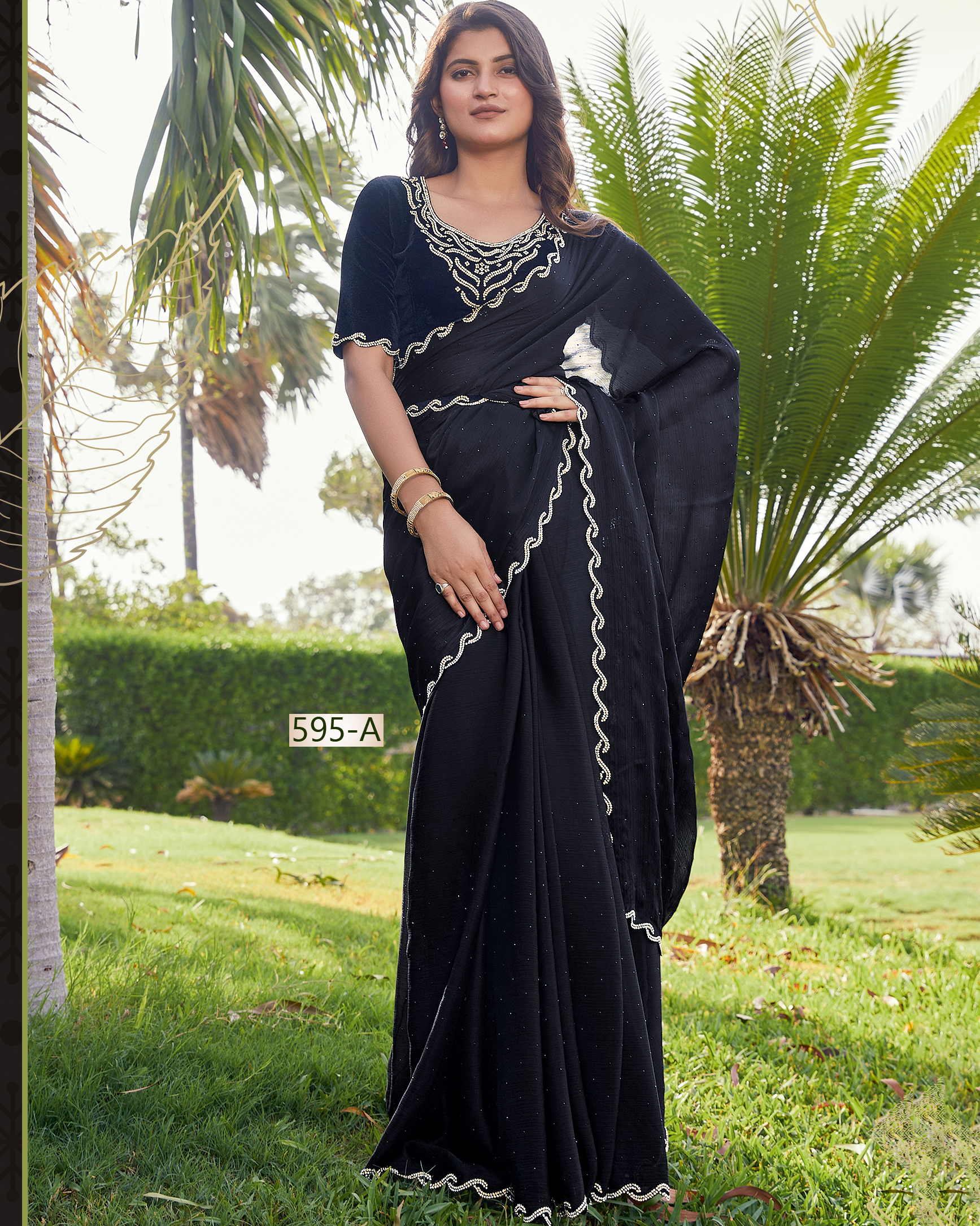 Exquisite Silk Satin Chiffon Sarees Unleash Your Glamour With Hand-worked Pure Velvet Blouses Shop Unstitched Perfection