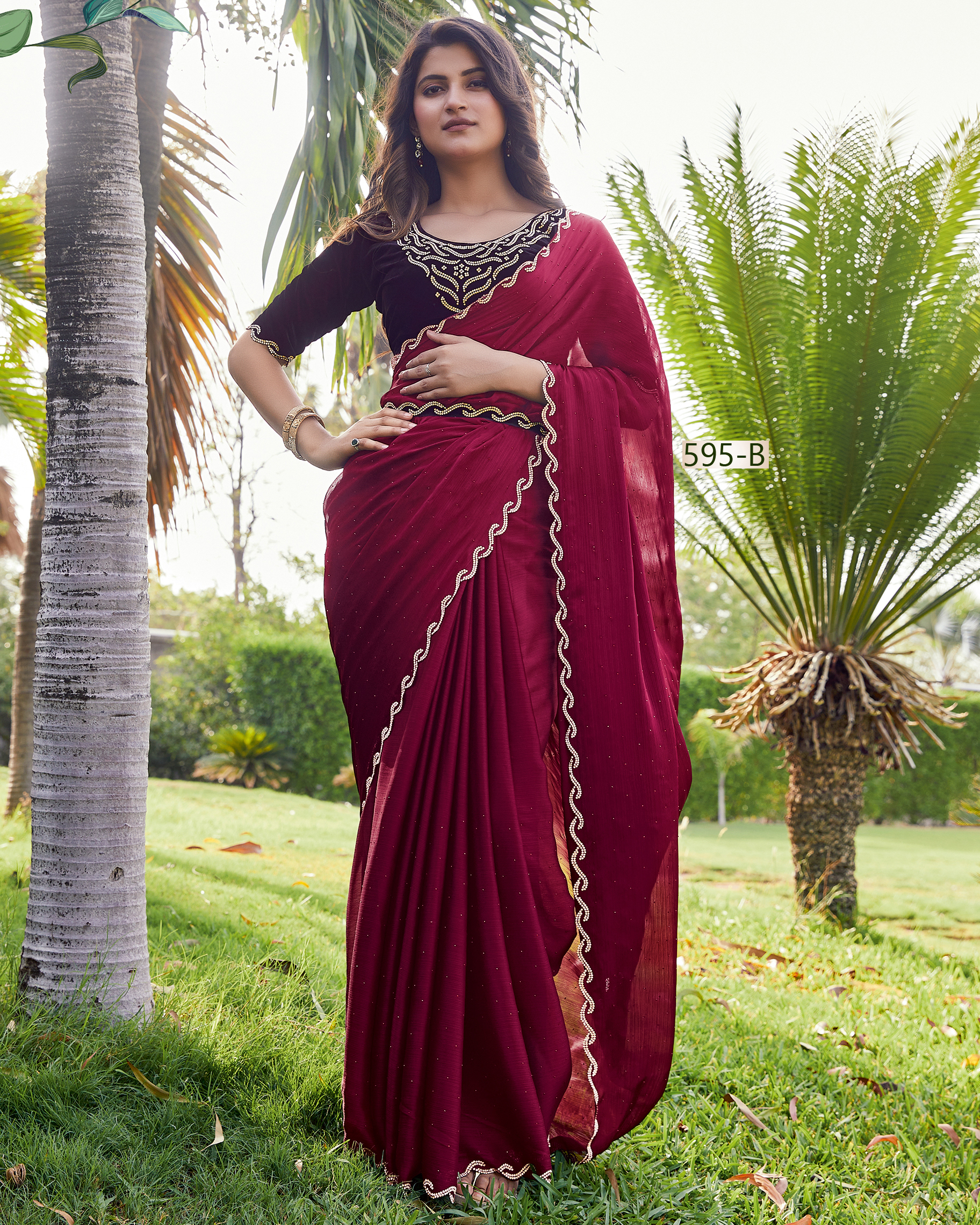 Exquisite Silk Satin Chiffon Sarees Unleash Your Glamour With Hand-worked Pure Velvet Blouses Shop Unstitched Perfection