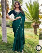 Exquisite Silk Satin Chiffon Sarees Unleash Your Glamour With Hand-worked Pure Velvet Blouses Shop Unstitched Perfection