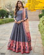 Step into Glamour Flaunt Ready-to-Wear Gown in Killer Silk Adorned with Stunning Digital Patola Print and Can-Can Net