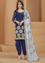 Embroidered Art Silk Embroidery Patiala Punjabi Suit
