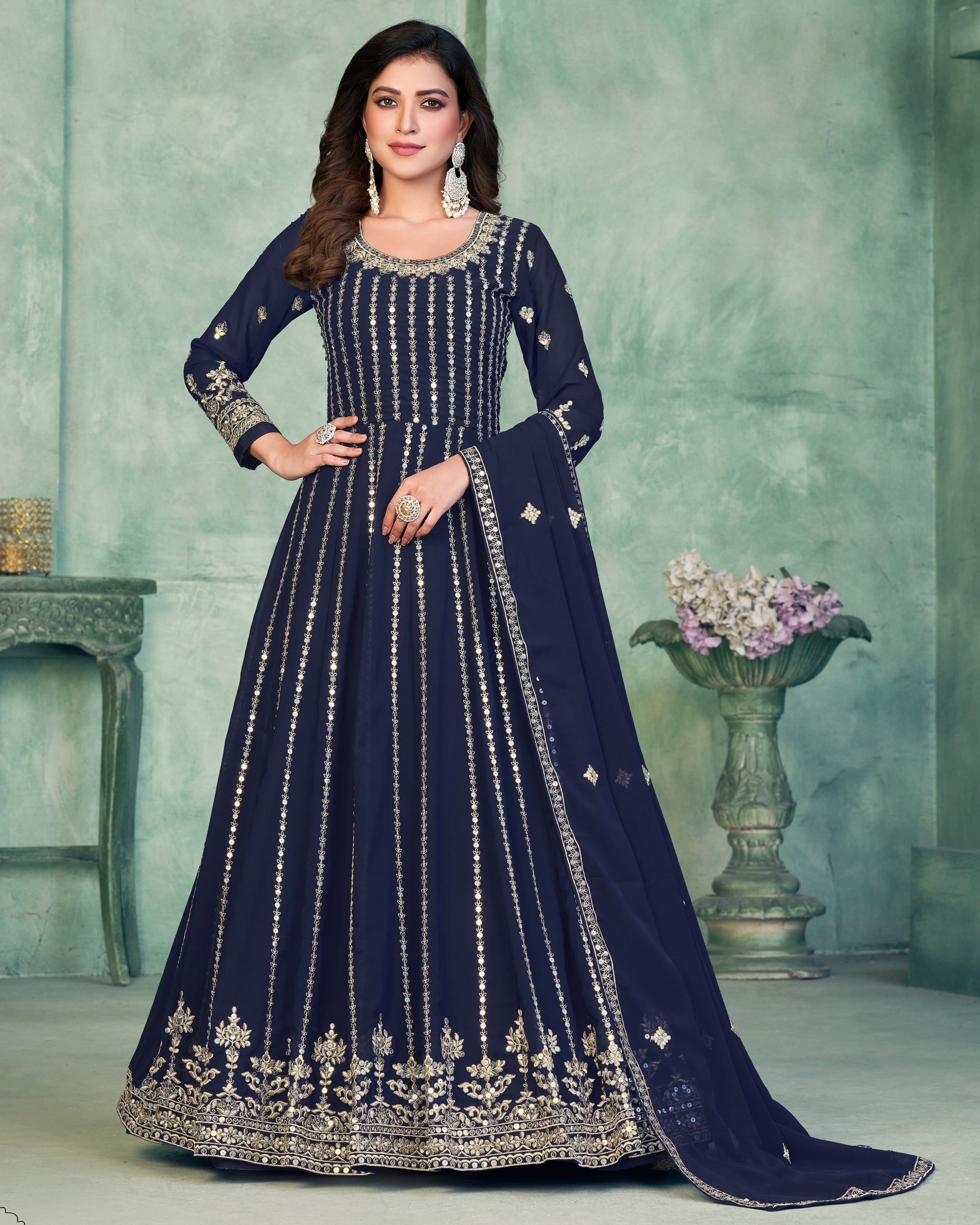 DISCOVER THE BEAUTY AND VERSATILITY OF OUR SEMI-STITCHED ANARKALI GOWNS CRAFTED WITH LUXURIOUS FAUX GEORGETTE FABRIC. 😍 THE PERFECT BLEND OF COMFORT AND ELEGANCE, THESE GOWNS ARE DESIGNED TO MAKE YOU FEEL LIKE ROYALTY .