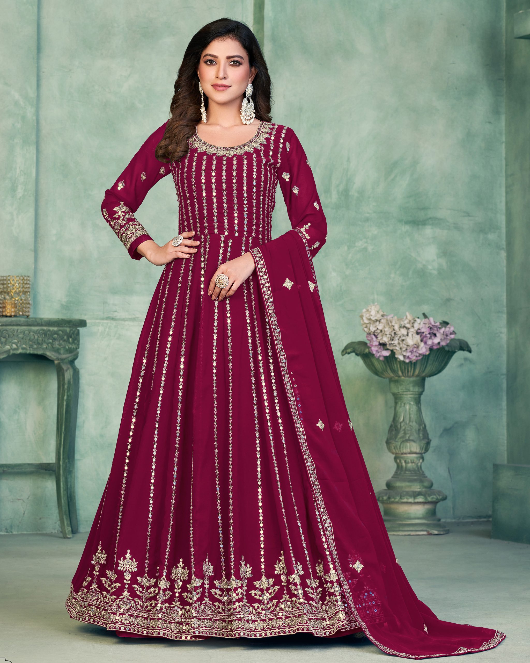 DISCOVER THE BEAUTY AND VERSATILITY OF OUR SEMI-STITCHED ANARKALI GOWNS CRAFTED WITH LUXURIOUS FAUX GEORGETTE FABRIC. 😍 THE PERFECT BLEND OF COMFORT AND ELEGANCE, THESE GOWNS ARE DESIGNED TO MAKE YOU FEEL LIKE ROYALTY .
