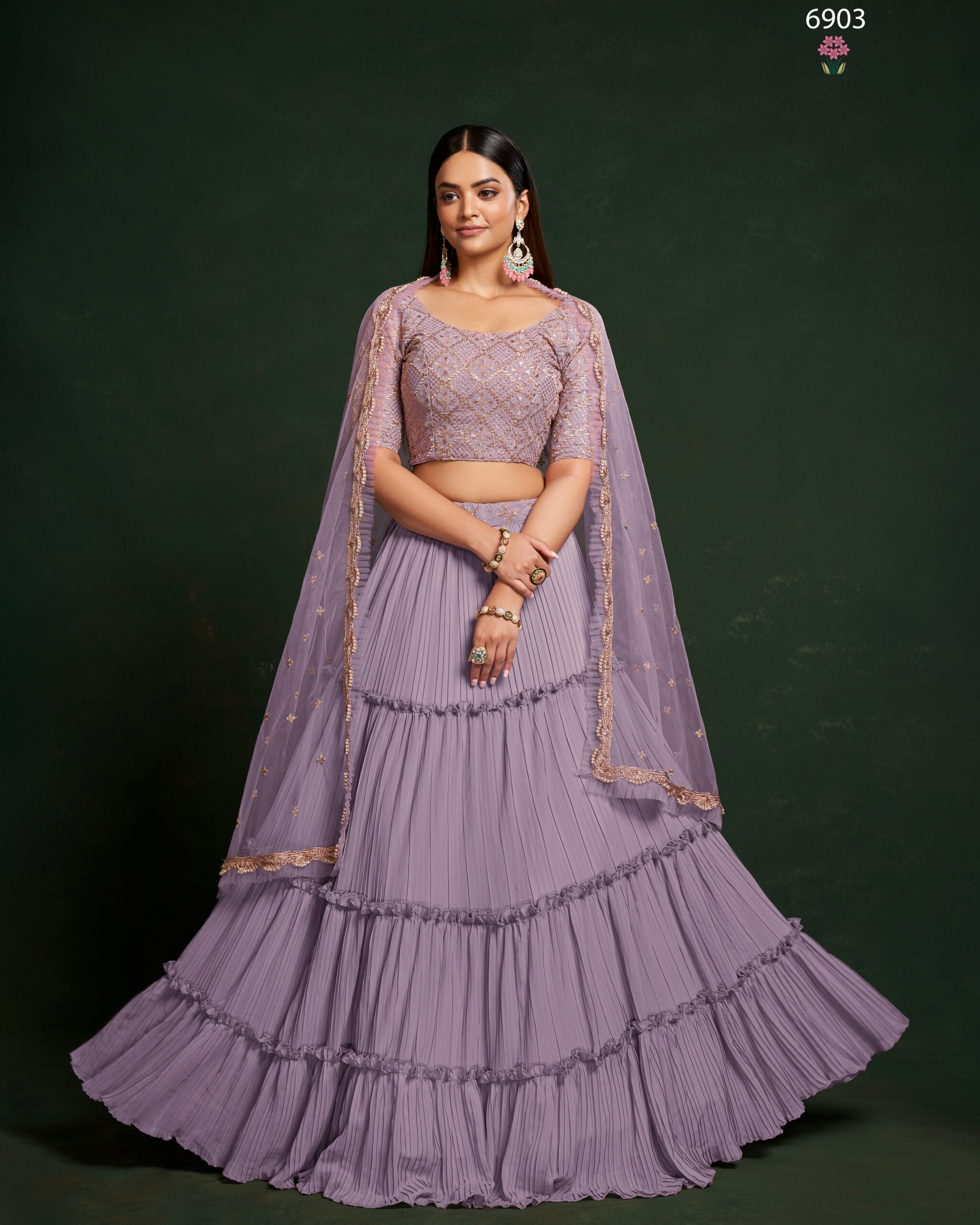 Wedding Wear Semi-stitched Faux Georgette Lehenga Choli