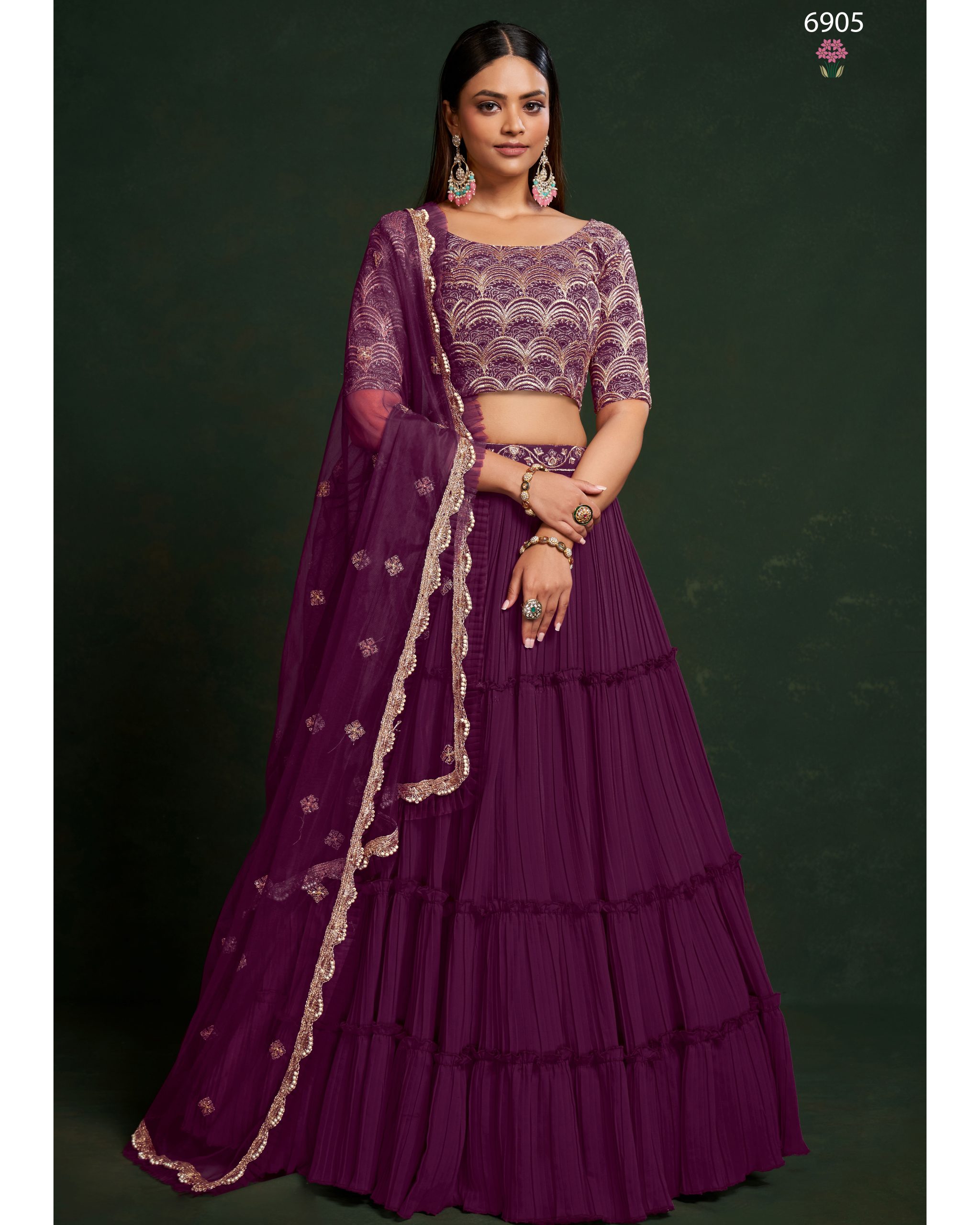 Wedding Wear Semi-stitched Faux Georgette Lehenga Choli