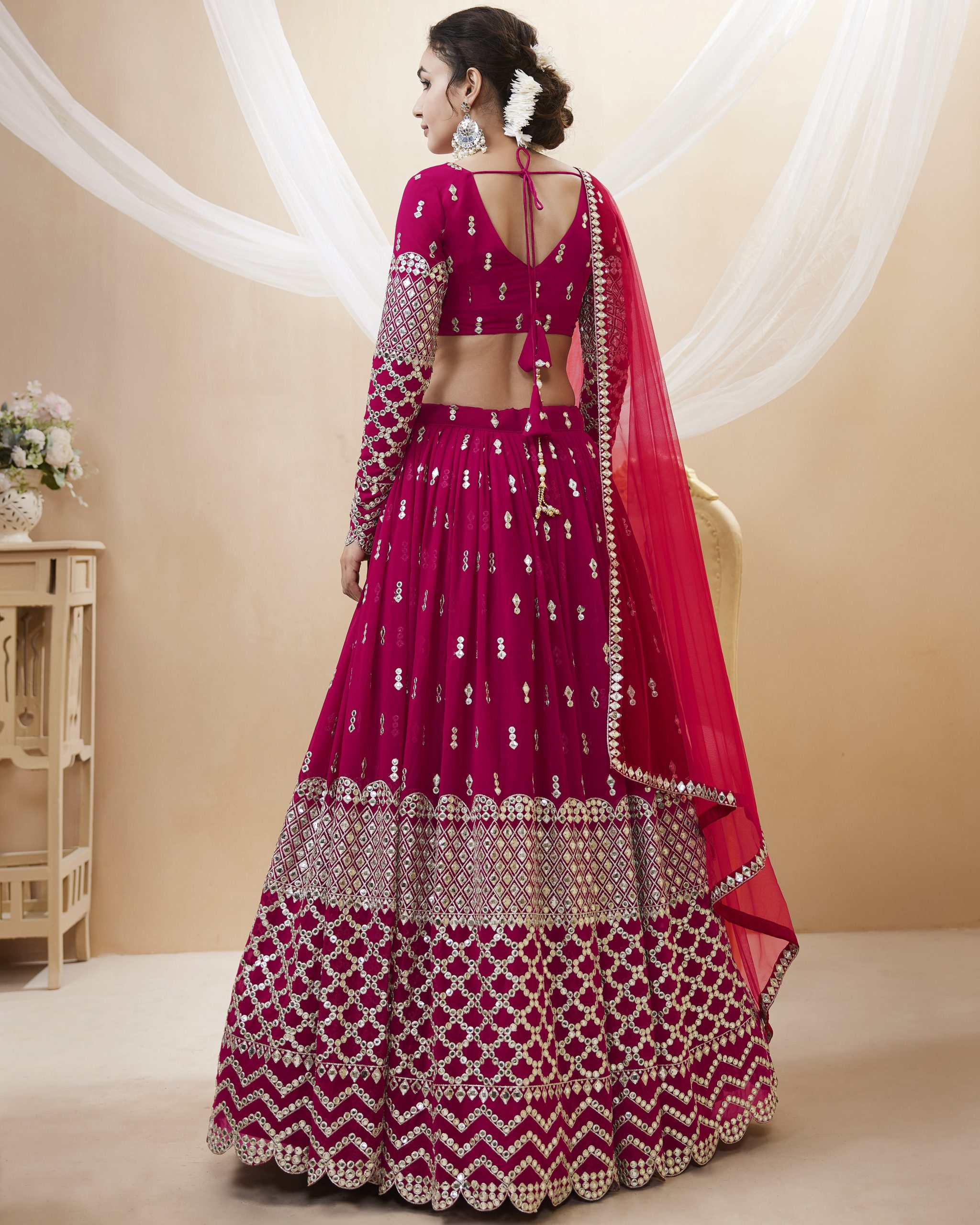 Create Your Dream Lehenga Semi-stitched Georgette Lehenga Fabric Georgette Choli And Georgette Dupatta Embellished With Sequin Embroidery