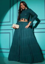 Embrace Timeless Beauty With Our Semi - Stitched Lehenga, Blouse And Dupatta Set Intricate Thread And Sequins Embroidery