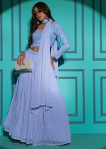 Embrace Timeless Beauty With Our Semi - Stitched Lehenga, Blouse And Dupatta Set Intricate Thread And Sequins Embroidery