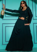 Embrace Timeless Beauty With Our Semi - Stitched Lehenga, Blouse And Dupatta Set Intricate Thread And Sequins Embroidery