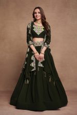 Ethnicrang Women's Blooming Georgette Thread Embroidery Wedding Wear Semi Stitch Lehenga Choli