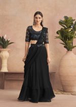 Fancy Party Wear Embroidery Work Ready To Wear Saree