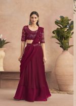 Fancy Party Wear Embroidery Work Ready To Wear Saree