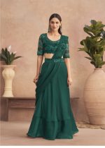 Fancy Party Wear Embroidery Work Ready To Wear Saree