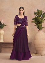 Fancy Party Wear Embroidery Work Ready To Wear Saree