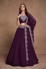 Ethnicrang Women's Blooming Georgette Thread Embroidery Wedding Wear Semi Stitch Lehenga Choli