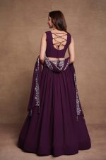 Ethnicrang Women's Blooming Georgette Thread Embroidery Wedding Wear Semi Stitch Lehenga Choli