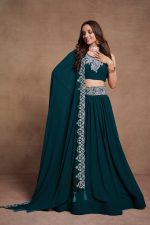 Ethnicrang Women's Blooming Georgette Thread Embroidery Wedding Wear Semi Stitch Lehenga Choli
